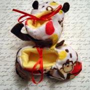 Fabric Monkey Booties UNISEX In Sizes 0 to 18 Months
