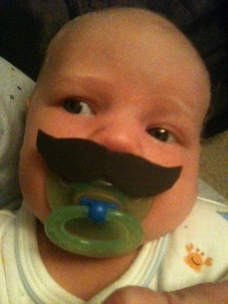 Mustache Boy Pacifier Burt Reynolds Style