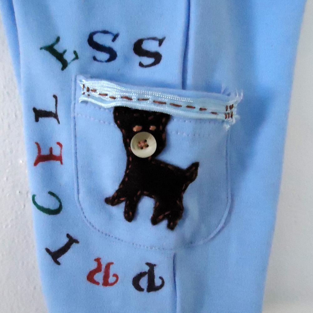 Baby Boy Pants Hand Embroidered With Animals And Cute Saying