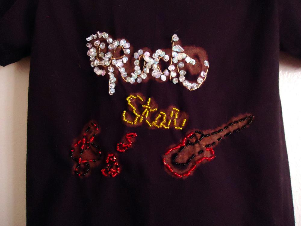 Rock And Roll Shirt Black Hand Beaded Toddler Size 2 To 4